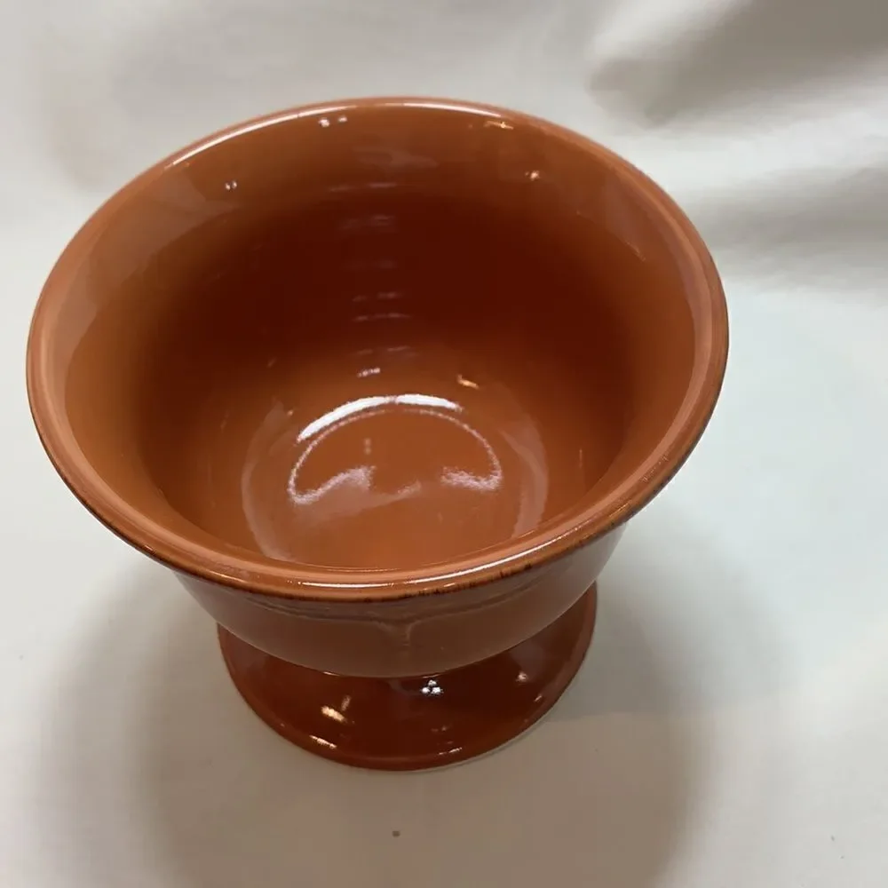 Tuscan Pumpkin Orange Color Dessert Sorbet Cereal Serve Bowl Footed Pedestal 2